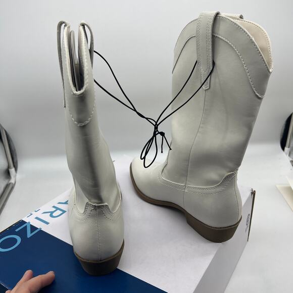 Arizona Jean Co Womens Maybrook Block Heel Cowboy Boots Cream Size 7.5M - Picture 7 of 11